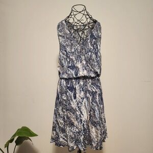 Converse One Star Abstract Brushstroke Print Blue Grey Sleeveless Dress Size XL